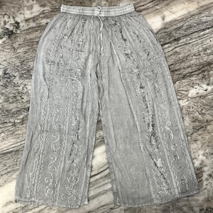 BOHO YOGA TROUSERS | Side Slit Pants | Beach Rayon Pants | Flowy Wide Leg Pants | Bohemian Flow Pants | Belly Dance Pants | Boho Beach Pants