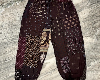 Boho Patchwork Harem Pants: Handmade Rayon Baggy Trousers
