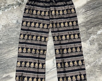 Handmade Printed Rayon Palazzo Pants: Boho Wide Leg Trousers