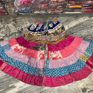 Pantaloni palazzo in patchwork di seta fatti a mano: sari riciclato, stile boho gypsy