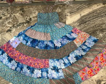 Silk Patchwork Skirt Dress 2 in 1, Full Circle Long Maxi Skirt , Bohemian Dress Skirt, Boho Long Skirt, Indian Recycled Silk Festival Skirt