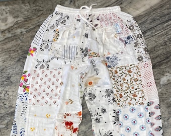 Boho Patchwork Harem Pants: Rayon Hippie Trousers