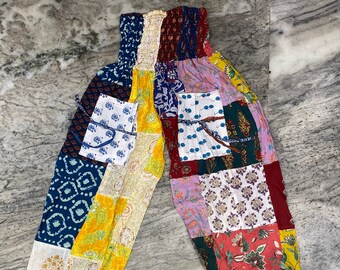 Cotton mix patchwork harem pant, Multicolor harem pants, Elastic waist beach wear pants, Casual hot yoga pants, Loose baggy pants.