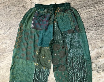 Unisex Patchwork Rayon Harem Pants: Boho Hippie Festival Trousers