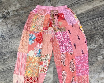 Boho patchwork trouser pants, summer beach hippie pants, Beach wear pants, Patchwork yoga pants, Harem joggers pajama pants.