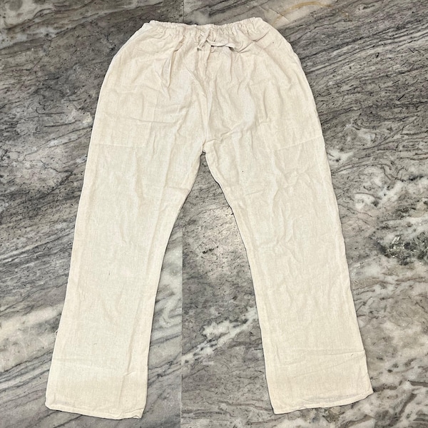 Unisex Cotton Yoga Trousers - Khadi Pants - Handmade Two Pockets Breathable Gym Straight Trouser - Khadi Clothing - Khadi Cotton Payjama