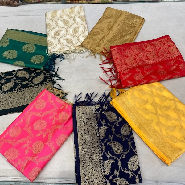5 to 100 Pcs Banarasi Silk Woven - Shawl/ Dupatta - Indian Wedding Scarfs - Banarasi Silk Dupatta Scarf - Boho Scarves - Gift for Her