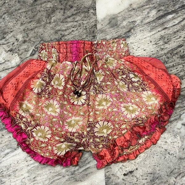 Indian Handmade Women's Silk Shorts / Paisley Pattern Boho Short / Night Wear Short / Men Beach Short / Loungewear / Silk Pajama Short Pants