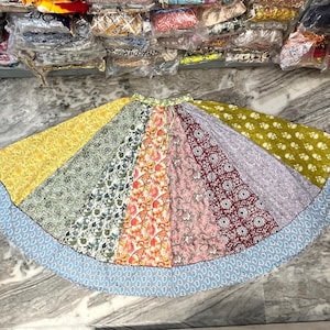 Jupe en patchwork taille libre - Jupe multicouche, jupe longue élastique - Robe longue style tendance tendance - Robe longue tenue de soirée pour elle