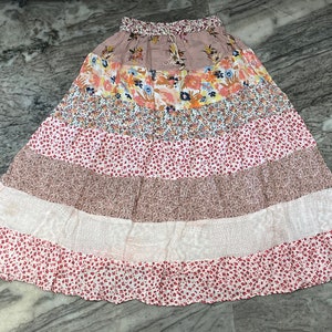 Long Skirt Dress For Women, Hippie Style Maxi Long Skirt, Patchwork Rayon Skirt for Women, Beach Wear Skirt, Tiered Long Skirt
