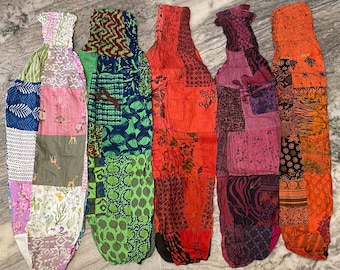 Handmade Patchwork Cotton Harem Pants: Unisex Boho Trousers