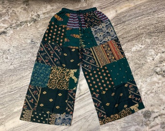 Unisex Boho Patchwork Palazzo Pants, Hippie Boho Rayon Trousers, Festival Clothing, Summer Beach Wear Yoga Pants, Nightwear Lounge Pants