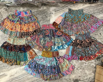 Wholesale Lot Short Silk Skirt, Patch work Mini Short Skirt, Festival Party Outfit, Boho Hippy Style, Recycled Sari Silk Summer Skirt Dress