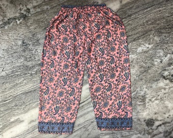 90's Indiase pure zijde dames Palazzo broek, zachte zijde hoge taille broek, zijden broek, wijde pijpen broek, Boho stijl Festival mode