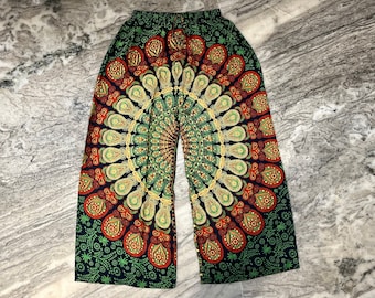 Handmade Cotton Palazzo Pants: Boho Mandala Trousers