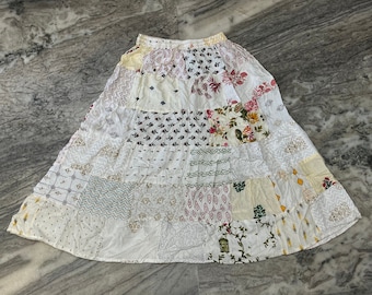 Handmade Rayon Patchwork Skirt: Boho Tiered Maxi Skirt