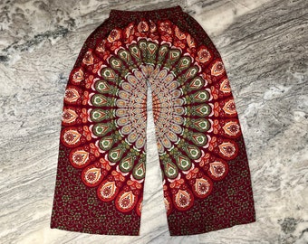 Handmade Boho Cotton Palazzo Pants: Mandala Print Wide Leg Loungewear