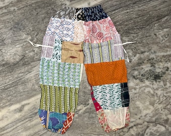 Handmade Cotton Patchwork Harem Pants, Boho Hippie Style