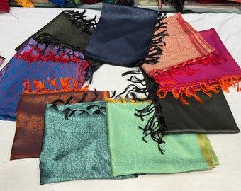 Banarasi-Seidenschal, indische traditionelle und festliche Kleidung, Banarasi-Seidenschals, Stola, Haarschal, Seiden-Stirnband, Geldbörsenschal, Geschenk für Sie