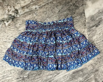 Floraler Mini Rock: Handgemachte Recycelte Seide Hippie Rock