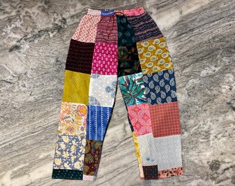 Boho Hippie Patchwork Pants, Men's Women's Cotton Summer Funky Hippy Trouser Summer Pants, Unisex Boho Cotton Pants, Yoga Pants, Beach Pants