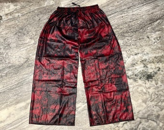 Women's Silk Yoga Pants - Red Tie Dye Hand Dyed Palazzo Pants - Tie Dye Pants - Lounge Wear - Hippy Boho Festival Yoga Pants - Pants for Men