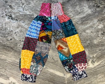 Handmade Patchwork Cotton Harem Pants: Bohemian Hippie Yoga Trousers
