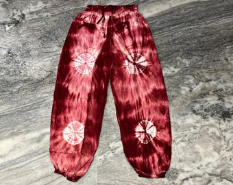 Handmade Tie Dye Rayon Harem Pants: Boho Yoga Loungewear