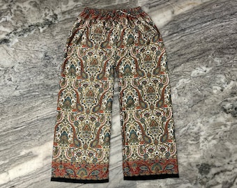 Recycled Silk Trouser, Indian Handmade Recycle Sari Silk Palazzo Pant, Women's Silk Wide-Leg Palazzo Pants, Boho Festival Comfy Yoga Pants