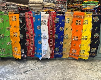Ręcznie robiona bawełna Phulkari Dupatta, folia lustrzana, indyjskie wesele Chunni