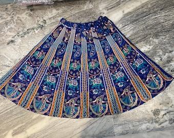 Jupe portefeuille traditionnelle en coton à imprimé mandala, Jupe longue colorée de style hippie, Jupe à imprimé éléphant pour femme, Jupe de plage