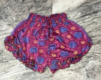 Indische handgefertigte Damen-Seidenshorts / Paisley-Muster Boho-Shorts / Nachtwäsche-Shorts / Herren-Strand-Shorts / Loungewear / Seiden-Pyjama-Shorts