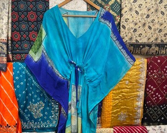Handmade Silk Kaftan Maxi Dress: Summer Resort Wear, Evening Gown