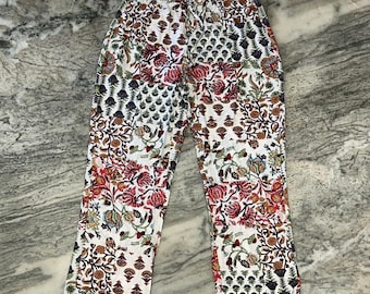 Patchwork Print Cotton Trousers: Hippie Festival Yoga Pants