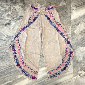 Pantalones Palazzo de Rayón Bordado: Pantalones Acampanados Boho Hippies