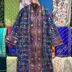 Plusstorlek broderad kimono i bomull – Banjara Mirror Work Jacket