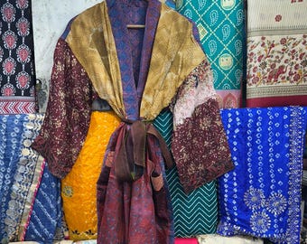 Handmade Pure Silk Long Kimono Robe: Honeymoon Lounge Wear