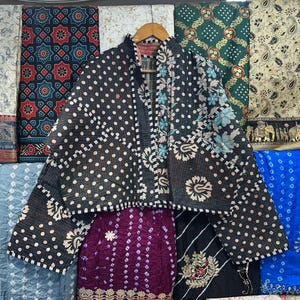 Handmade Quilted Kantha Jacket: Reversible Bohemian Cotton Coat