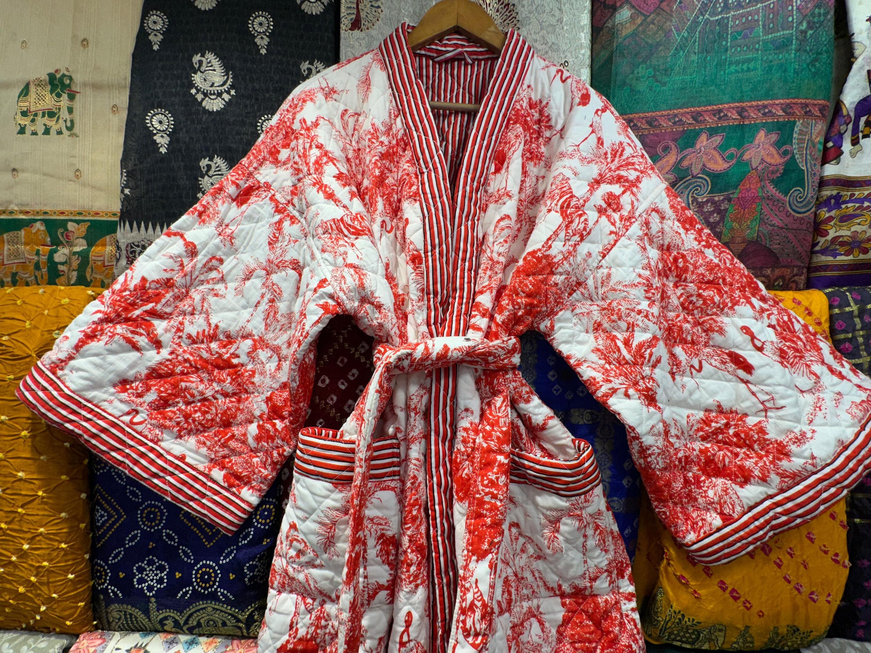 KIMONO TRIBALE LUNGO BOHO STAMPATO COTONE INDIANO TAGLIE FORTI - Foto 4