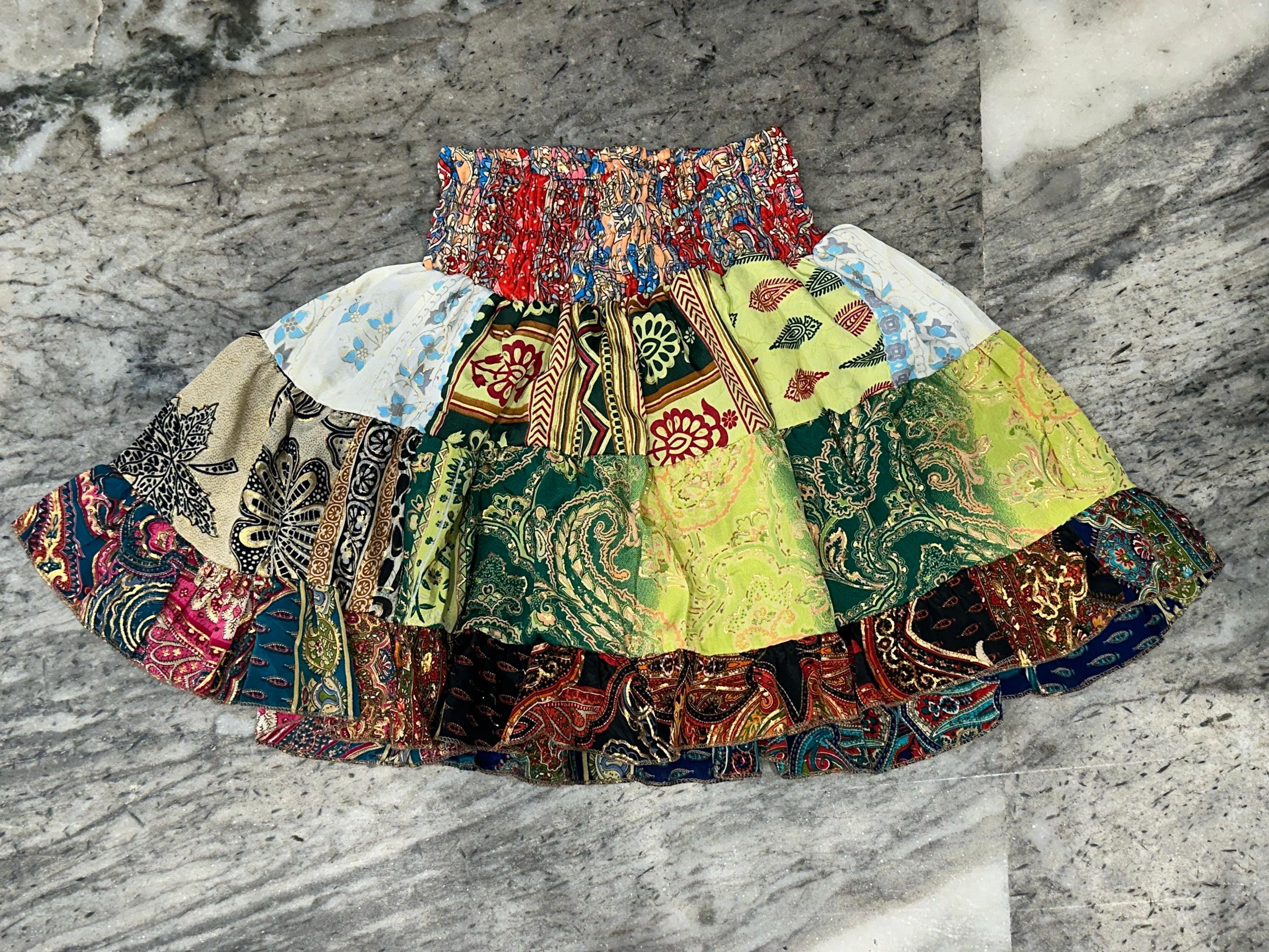 Handmade Silk Patchwork Mini Skirt: Bohemian 70s Style - Etsy Canada