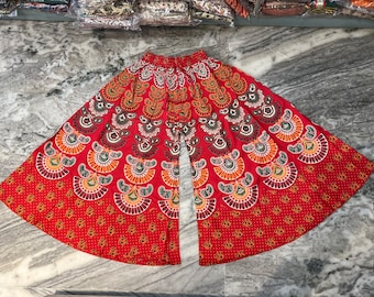 Pantalon bohème pour femme/Pantalon palazzo ethnique indien large évasé imprimé à la gravure sur bois/Pantalon confortable pour femme/Jupe boho Palazo Pant