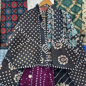 Handmade Quilted Kantha Jacket: Reversible Bohemian Cotton Coat image 5