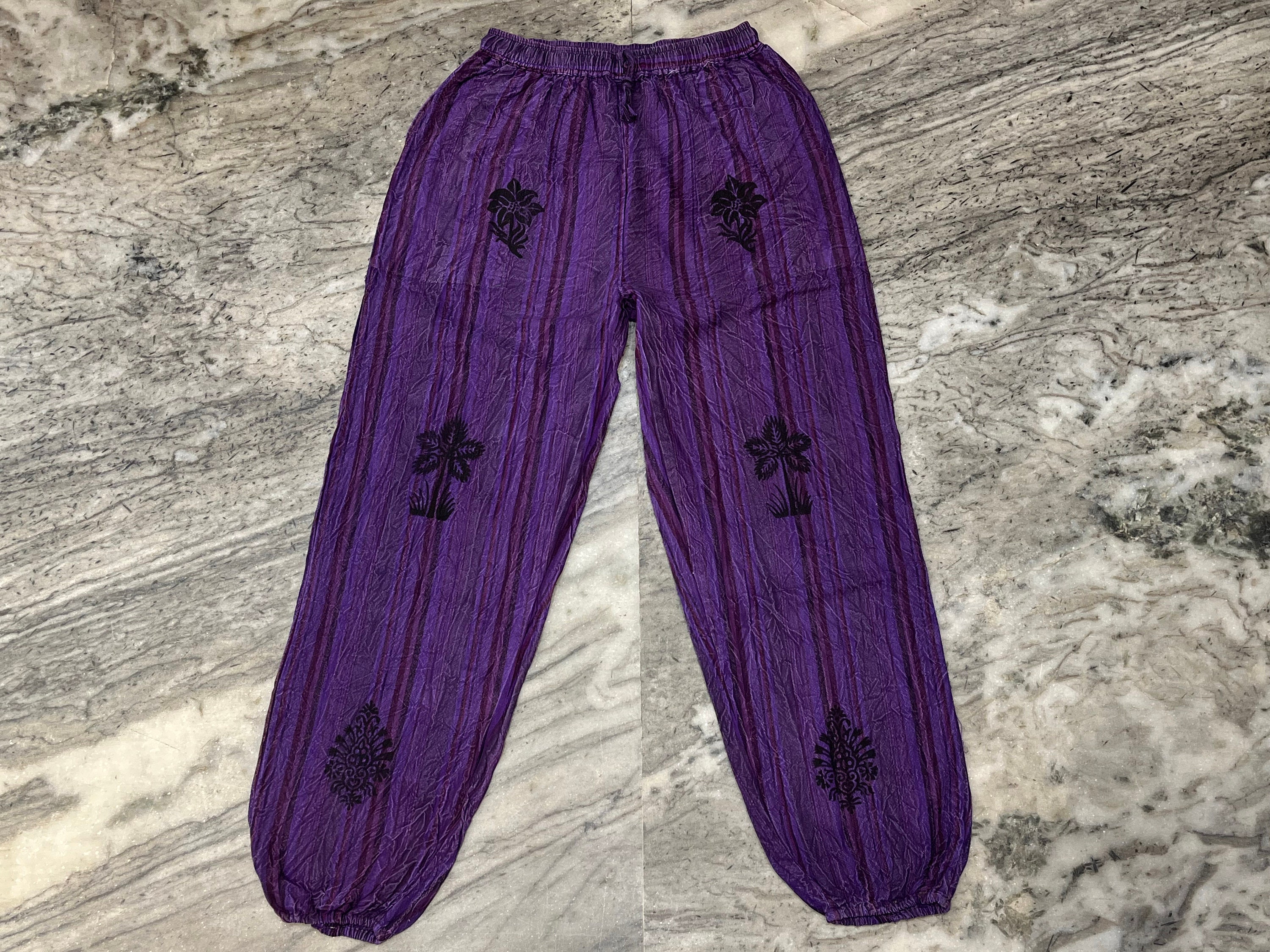 Vintage Dull Purple Oversized Jacquard Fine Cotton Filled Harem Pants Winter main image 0