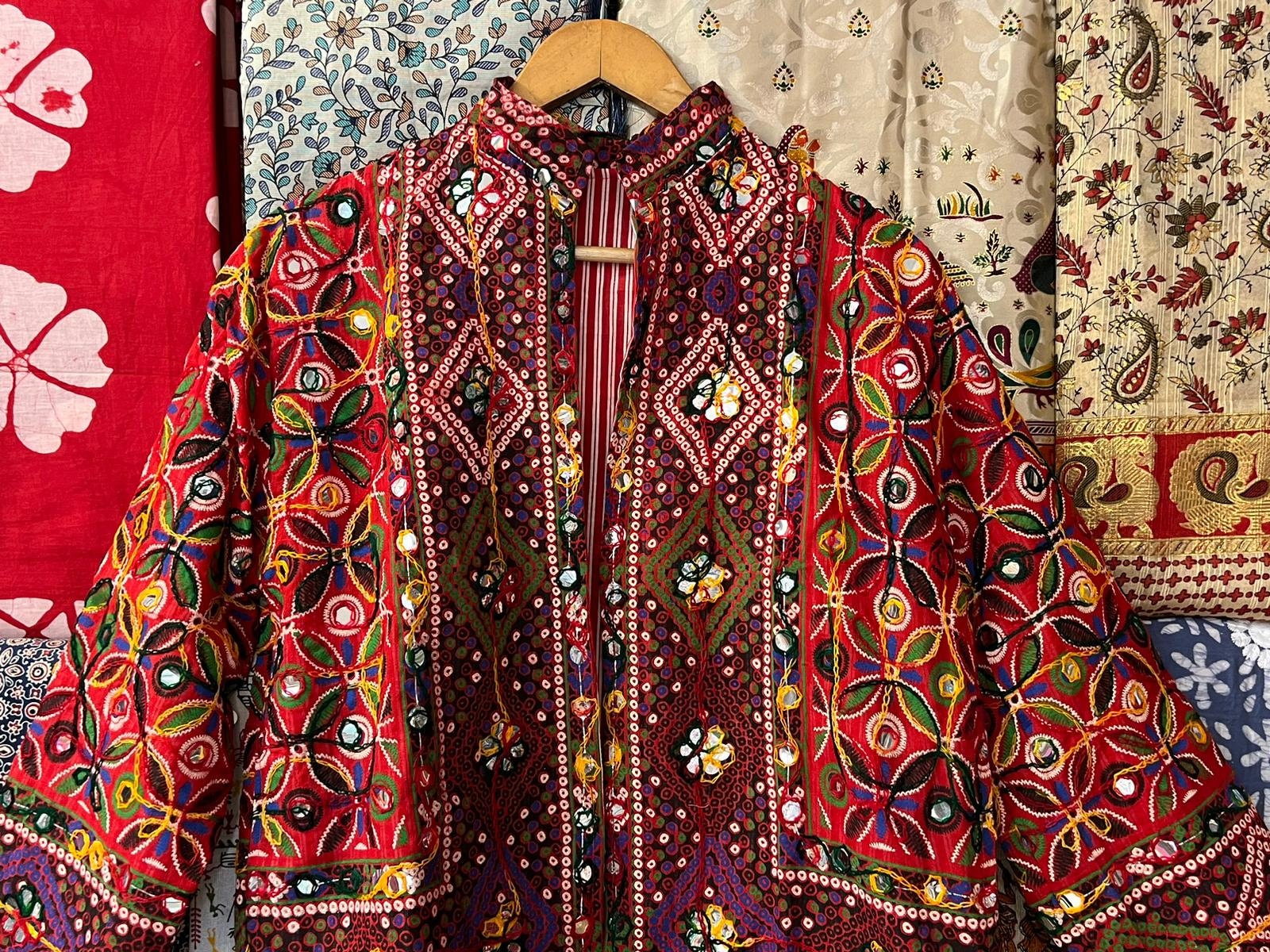 Handmade Embroidered Mirror Work Jacket: Bohemian Hippie Fashion
