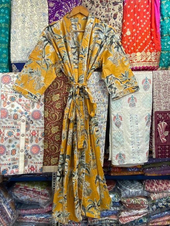Luxury Jungle Print Pure Cotton Kimono Robe Ladies Night Gown 100 Cotton Kimono Robe Sustainable Women Bathrobe Summer Nightwear