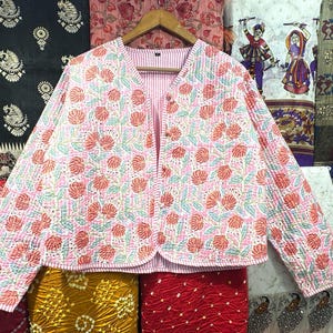 Hand Block Print Quilted Jacket: Bohemian Cotton Fall Coat