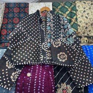 Handmade Quilted Kantha Jacket: Reversible Bohemian Cotton Coat image 7