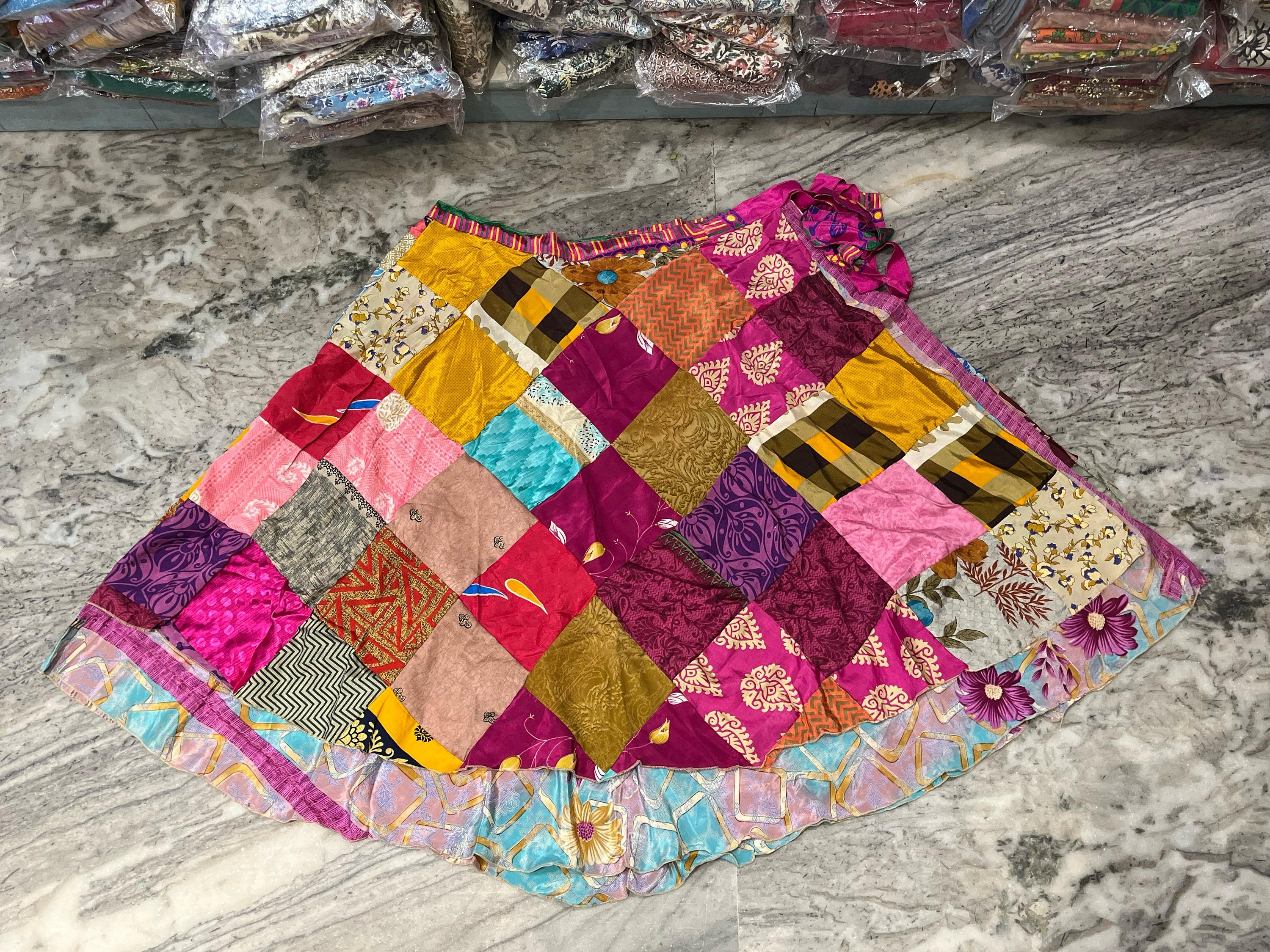 Vintage Silk Sari Recycled Magic Wrap Around Skirt Vintage Silk Sari Recycled Magic Wrap Around Skirt