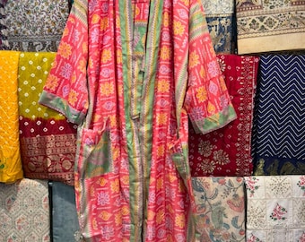 Recycled Polyester Silk Kimono Robe: Floral Maxi Gown, Plus Size