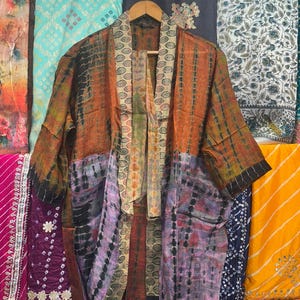 Tie Dye Silk Kimono Robe: Short Beach Cover-Up image 2